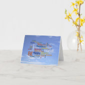 Seien Sie glücklich, dass Wort-Wolke im blauen Karte (Gelbe Blume)