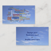 Seien Sie glücklich, dass Wort-Wolke im blauen Visitenkarte (Vorne/Hinten)