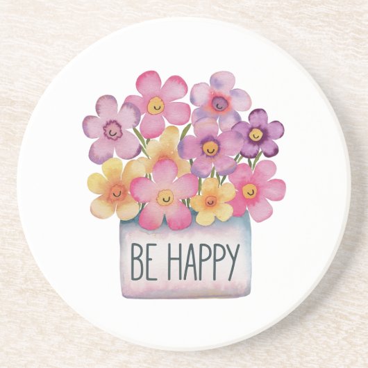 Seien Sie glücklich Getränkeuntersetzer (Vorne)