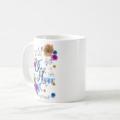 Seien Sie glücklich, gutes Zitat Blue Lila Gold Bl Kaffeetasse (Vorderseite Links)