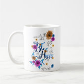 Seien Sie glücklich, gutes Zitat Blue Lila Gold Bl Kaffeetasse (Links)