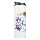 Seien Sie glücklich, gutes Zitat Blue Lila Gold Bl Thermosbecher (Nach rechts gedreht)