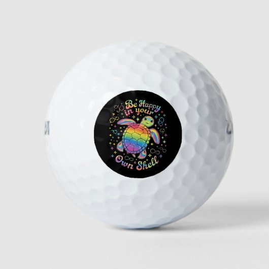 Seien Sie glücklich in Ihrer eigenen Muschel Rainb Golfball (Vorderseite)