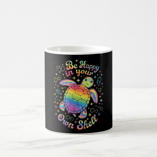 Seien Sie glücklich in Ihrer eigenen Muschel Rainb Kaffeetasse (Mittel)