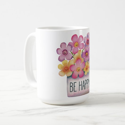 Seien Sie glücklich Kaffeetasse (Vorderseite Links)