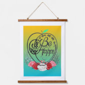 Seien Sie glücklich lächelnd Apfelhandgezogene Top Wandteppich Mit Holzrahmen (Vorderseite)