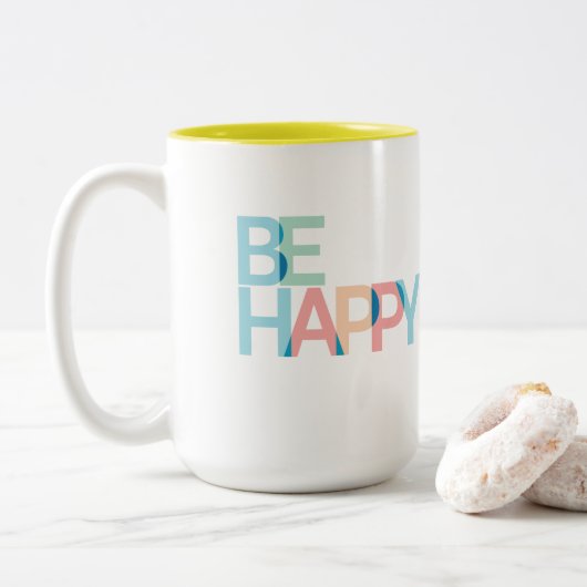 Seien Sie glücklich mit der Zwei-Tone-Tasse Zweifarbige Tasse (Mit Donut)