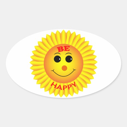 Seien Sie glücklich Ovaler Aufkleber (Vorderseite)