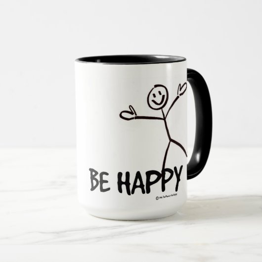 SEIEN SIE GLÜCKLICH STRICHMÄNNCHEN TASSE (VorderseiteRechts)