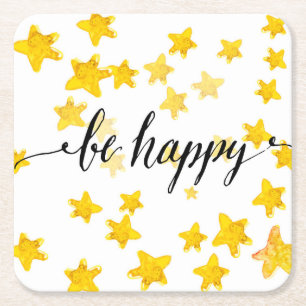 Seien Sie glückliche 3 Rechteckiger Pappuntersetzer