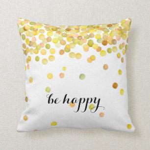 Seien Sie glückliche Goldgelb-Aquarell-Punkte Kissen
