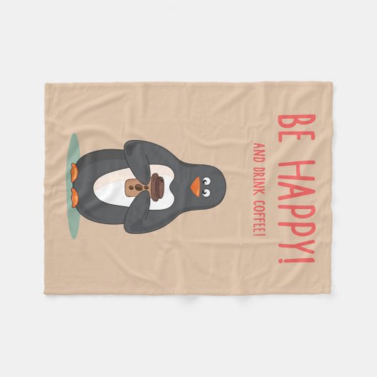 Seien Sie glücklicher und Getränk-Kaffee Fleecedecke (Vorderseite (Horizontal))