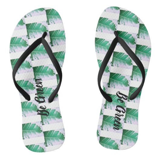 Seien Sie Grüne Wilde Bananen-Blätter Flip Flops Badesandalen (Fußbett)