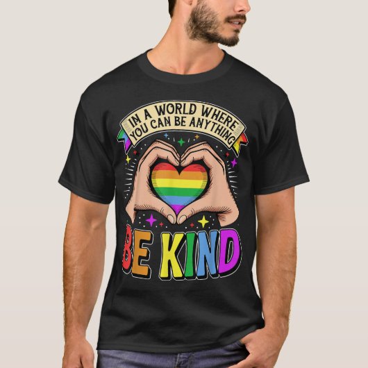 Seien Sie gütiger Gay Pride Lgbt Rainbow Heart Lgb T-Shirt (Vorderseite)
