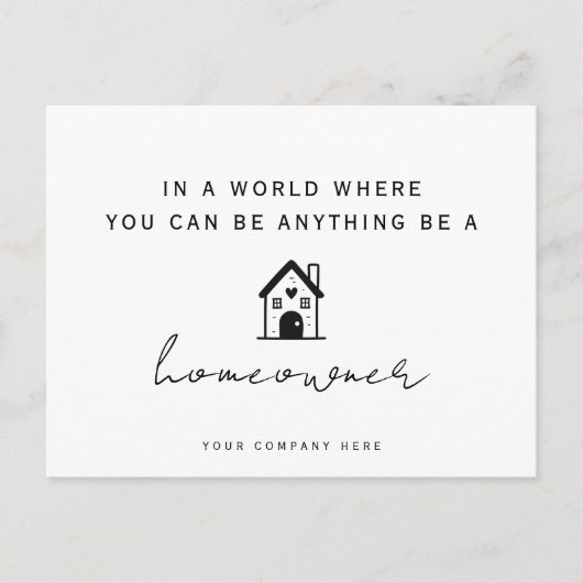 Seien Sie Hauseigentümer Real Anwesen Marketing Postkarte (Vorderseite)
