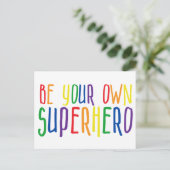 Seien Sie Ihr eigener Superheld, inspirierendes Zi Postkarte (Stehend Vorderseite)