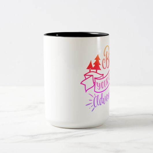 Seien Sie Ihr eigenes Abenteuer bunter Design Zweifarbige Tasse (Mittel)