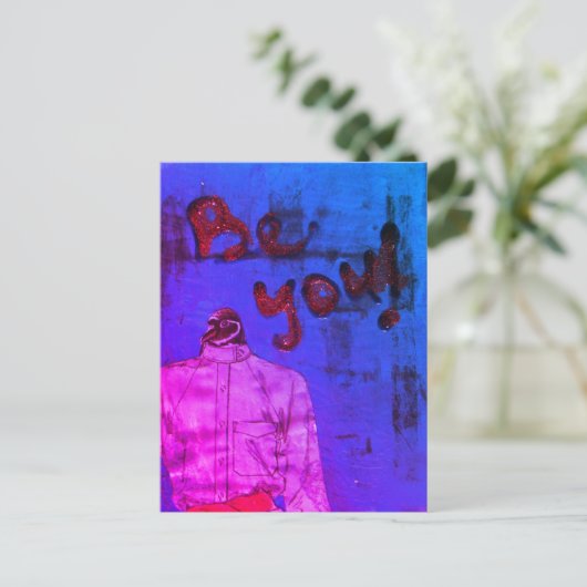 Seien Sie Ihr Vogel-Mixed-Media Postkarte (Stehend Vorderseite)