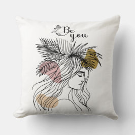 Seien Sie Ihre Frau Face Line Art Boho Blume Kissen