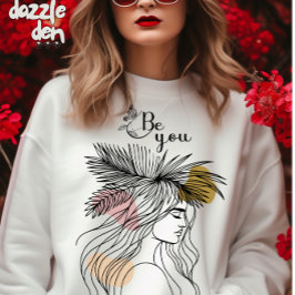 Seien Sie Ihre Frau Face Line Art Boho Blume Sweatshirt