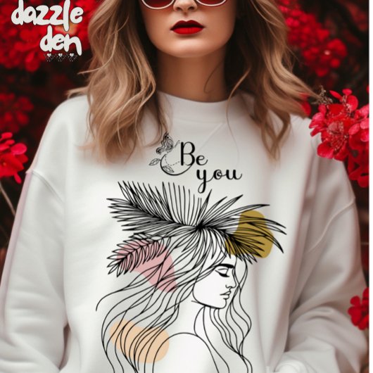 Seien Sie Ihre Frau Face Line Art Boho Blume Sweatshirt