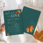Seien Sie in der Liebe Herbstlaub Aquamarine Rosth Save The Date