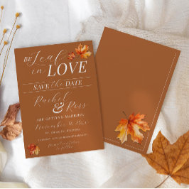 Seien Sie in Liebe Herbstlaub Burnt Orange Hochzei Save The Date