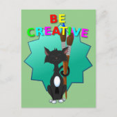 Seien Sie kreative Schwarz-Weiß-Katze Postkarte (Vorderseite)