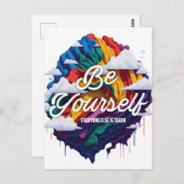 Seien Sie LGBTQ Pride Monat Herzenregenbogen Postkarte (Vorne/Hinten)