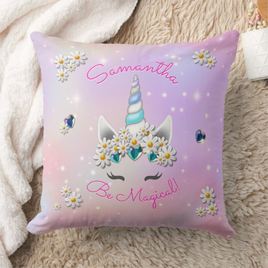 Seien Sie magische Prinzessin Einhorn Kronen Blume Kissen (Decke)