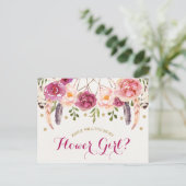 Seien Sie mein Blumenmädchen Rustic Boho Floral Vo Postkarte (Stehend Vorderseite)