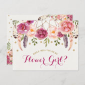 Seien Sie mein Blumenmädchen Rustic Boho Floral Vo Postkarte (Vorne/Hinten)