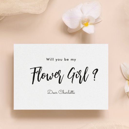 Seien Sie mein Blumenmädchen Schwarz-weiß Einladung