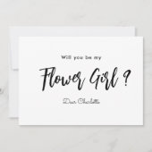 Seien Sie mein Blumenmädchen Schwarz-weiß Einladung (Vorderseite)
