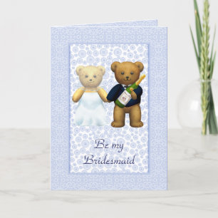 Seien Sie mein Brautjungfern-blauer Teddybär, den Einladung