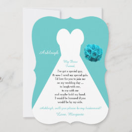 Seien Sie mein Brautjungfraukleid auf Aqua Einladung