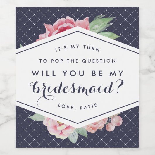 Seien Sie mein Bridesmädchen Wein oder glänzende W Weinetikett (Einzelnes Label)