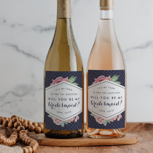 Seien Sie mein Bridesmädchen Wein oder glänzende W Weinetikett