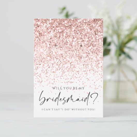 Seien Sie mein Bridesmaid Pink Glitzer Earring Hol Dankeskarte (Stehend Vorderseite)