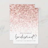 Seien Sie mein Bridesmaid Pink Glitzer Earring Hol Dankeskarte (Vorne/Hinten)
