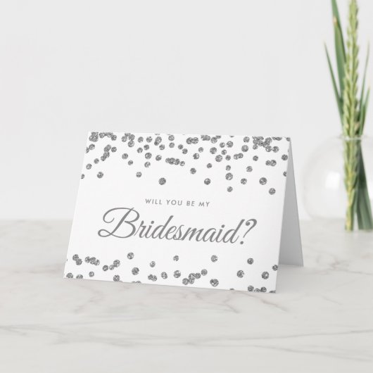 Seien Sie mein Bridesmaid Silver Glitzer Confetti  Einladung (Vorderseite)