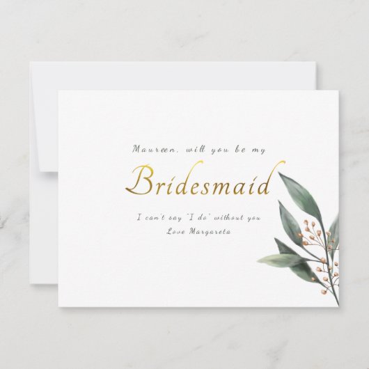 Seien Sie mein Eukalyptus-Blattgold-Drehbuch Einladung (Vorderseite)