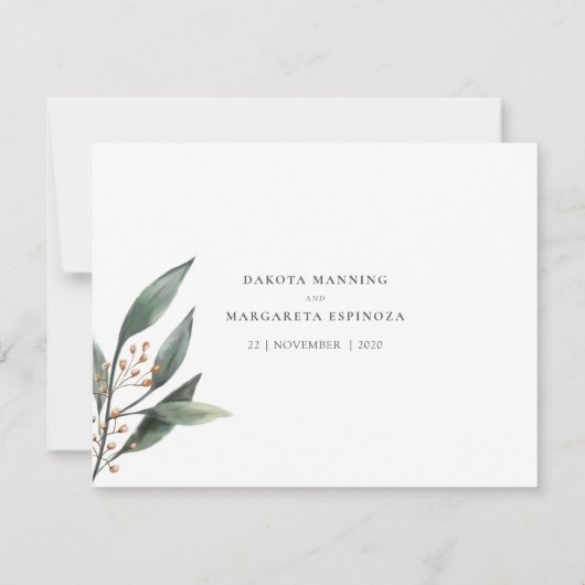 Seien Sie mein Eukalyptus-Blattgold-Drehbuch Einladung (Rückseite)