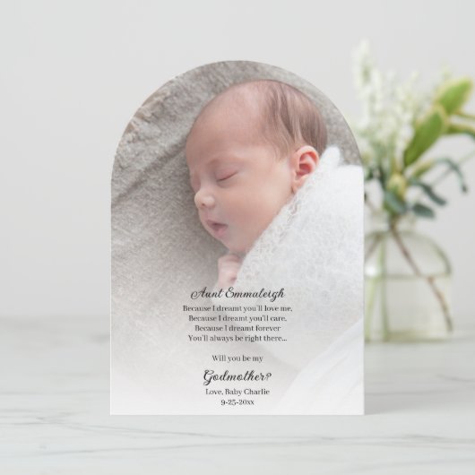 Seien Sie mein Godmutdream Foto Einladung (Stehend Vorderseite)