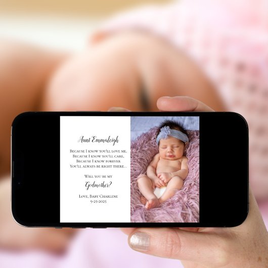 Seien Sie mein Godmutter Vorschlag Foto einladen Einladung