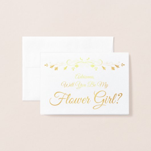 Seien Sie mein Hochzeitsblumenmädchen Elegantes Vi Folienkarte (Vorderseite mit Umschlag)