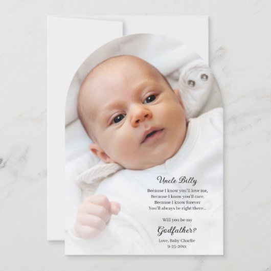 Seien Sie mein Pate Vorschlag Foto Arch Einladung (Vorderseite)