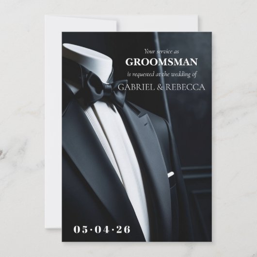 Seien Sie mein Trauzeuge Anfrage Schwarze Krawatte Einladung (Vorderseite)