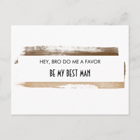 Seien Sie mein Trauzeuge Braun Wasserfarbenpinsel Einladungspostkarte (Vorderseite)