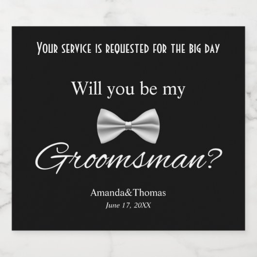 Seien Sie mein Trauzeuge Vorschlag Moderne Hochzei Alkoholflaschenetikett (Einzelnes Label)